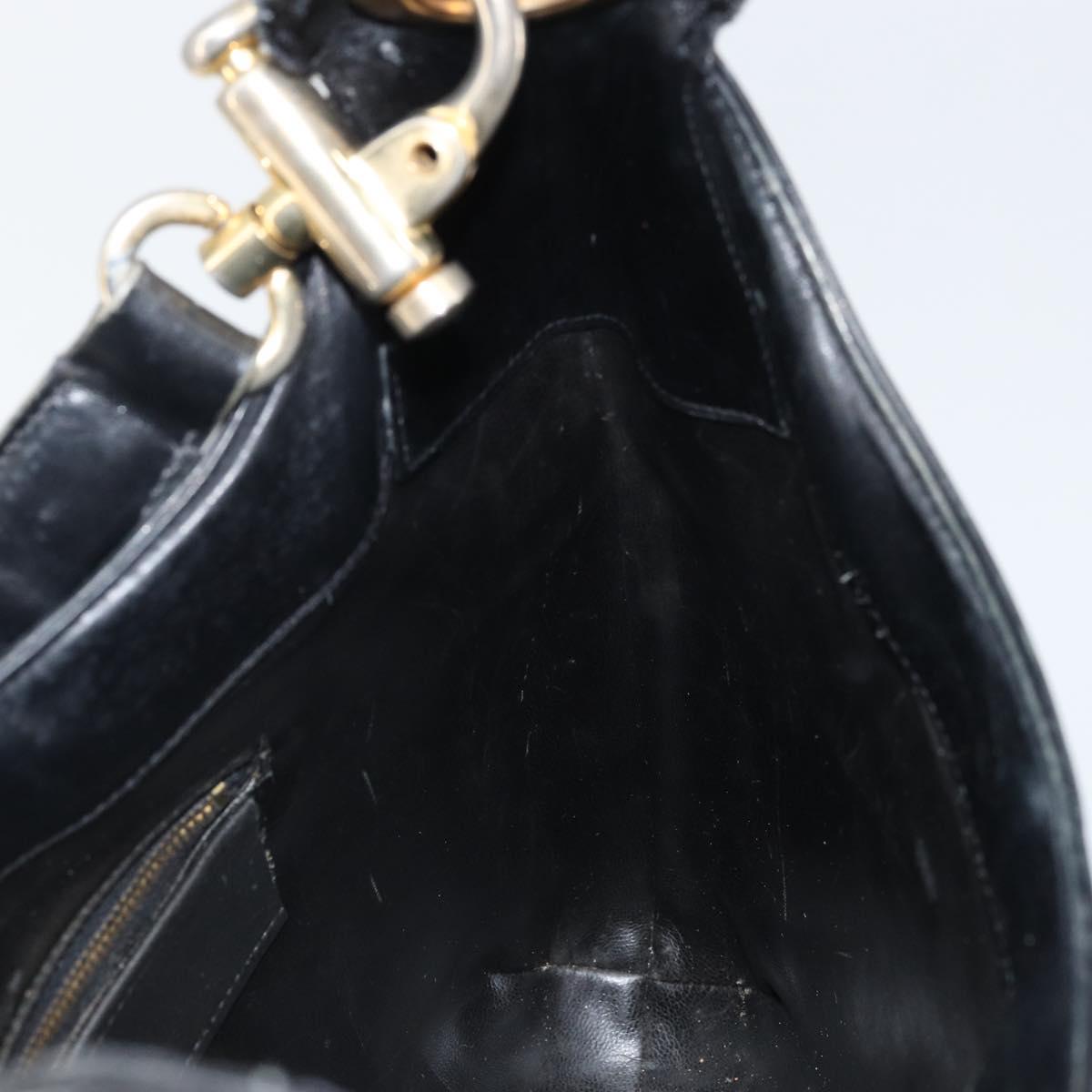 CELINE Shoulder Bag Leather Black Gold Auth SW1942