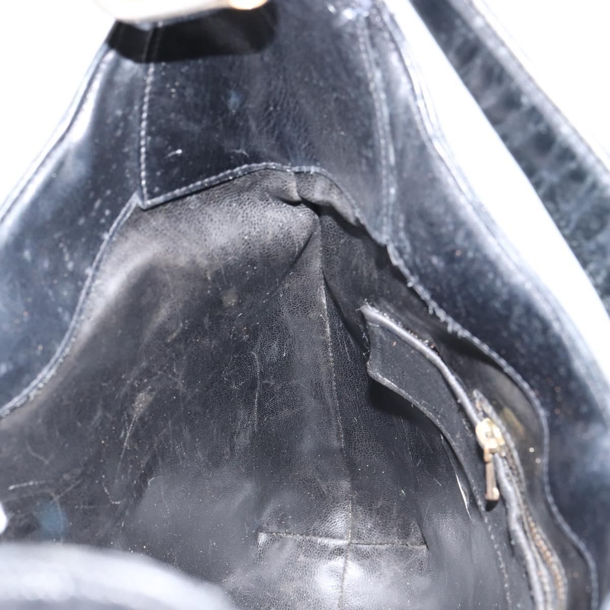 CELINE Shoulder Bag Leather Black Gold Auth SW1942