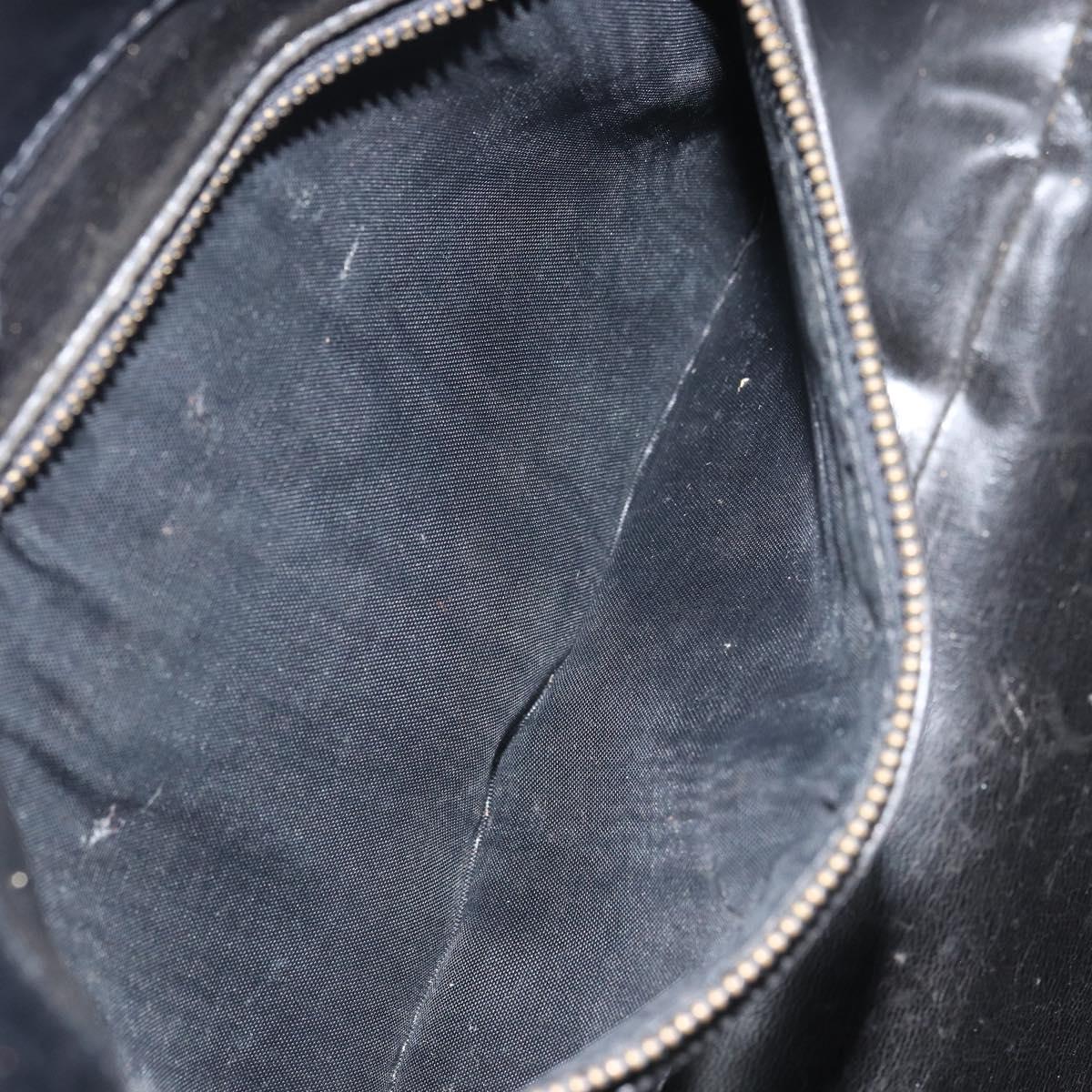 CELINE Shoulder Bag Leather Black Gold Auth SW1942