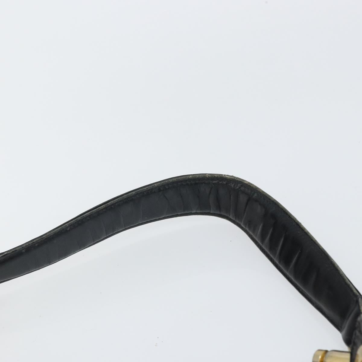 CELINE Shoulder Bag Leather Black Gold Auth SW1942