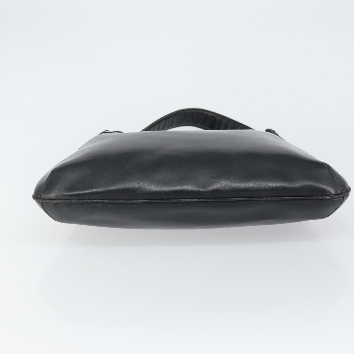 CELINE Shoulder Bag Leather Black Gold Auth SW1942