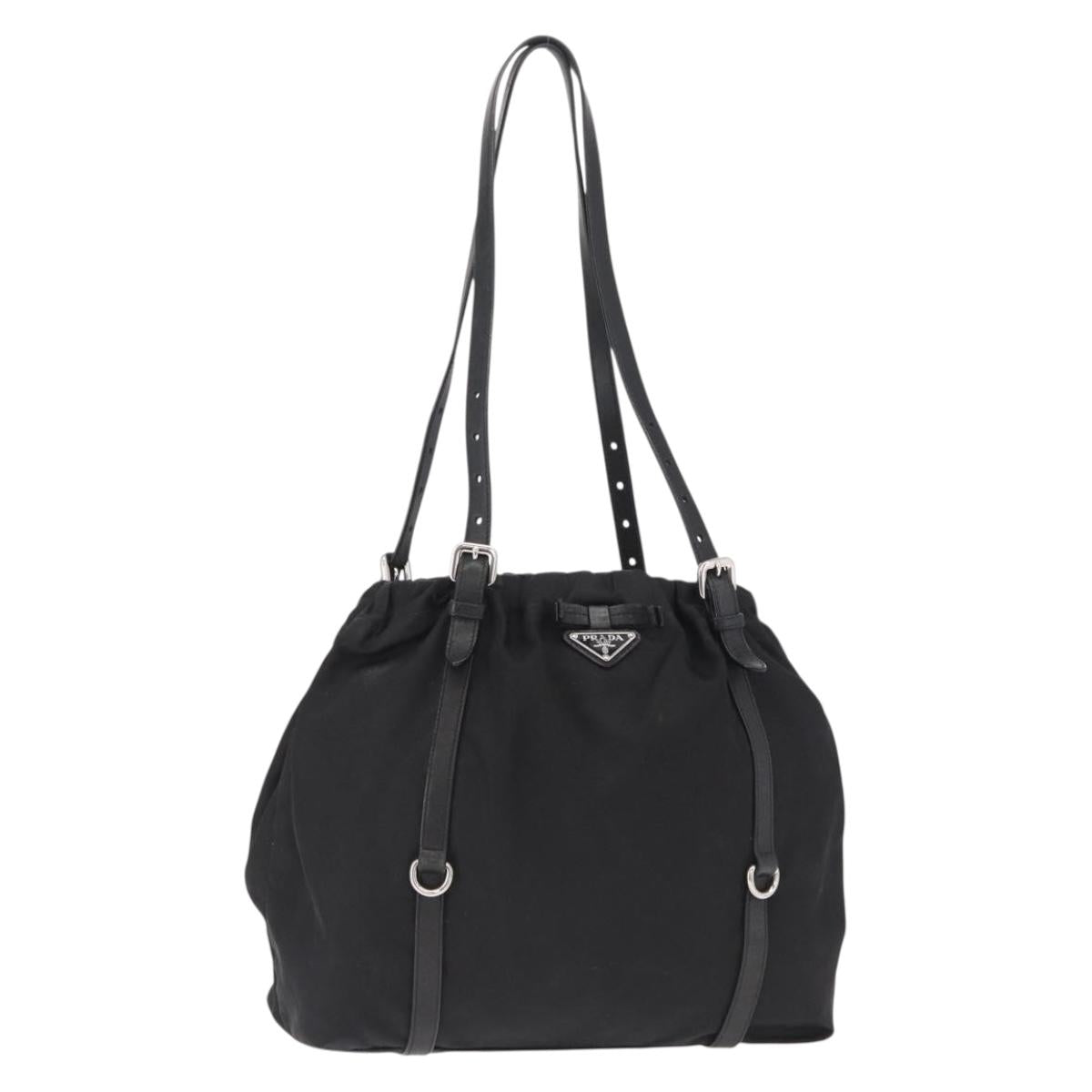 PRADA Shoulder Bag Nylon Black Silver Auth SW1943