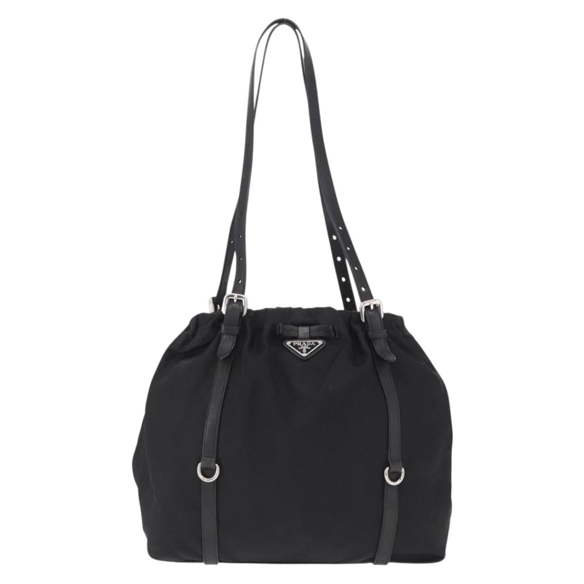 PRADA Shoulder Bag Nylon Black Silver Auth SW1943
