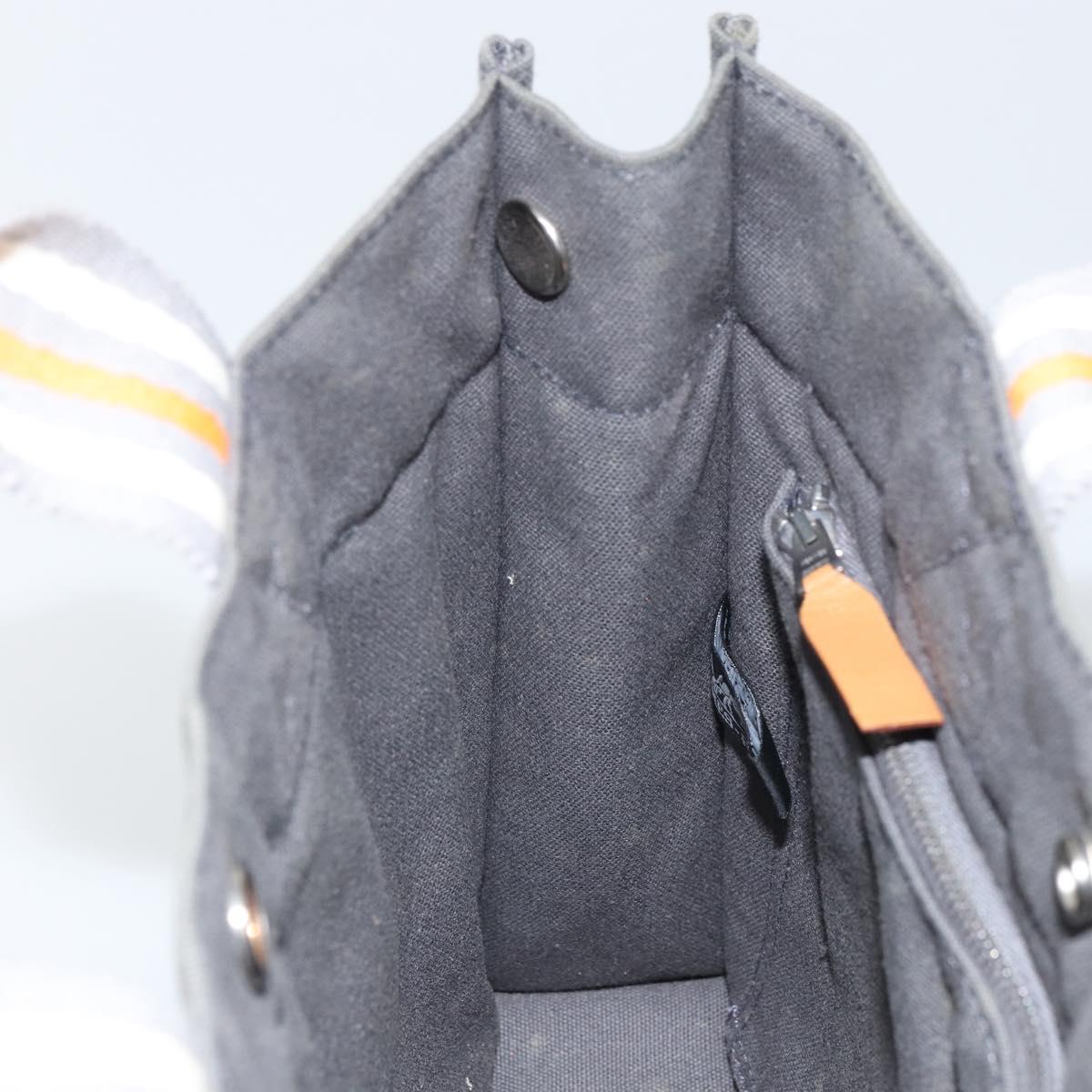 HERMES Fourre Tout PM Hand Bag cotton Gray Orange Auth SW1944