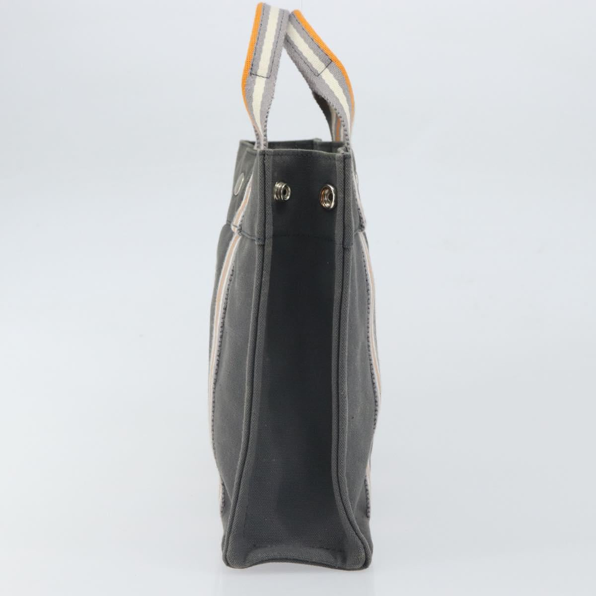 HERMES Fourre Tout PM Hand Bag cotton Gray Orange Auth SW1944