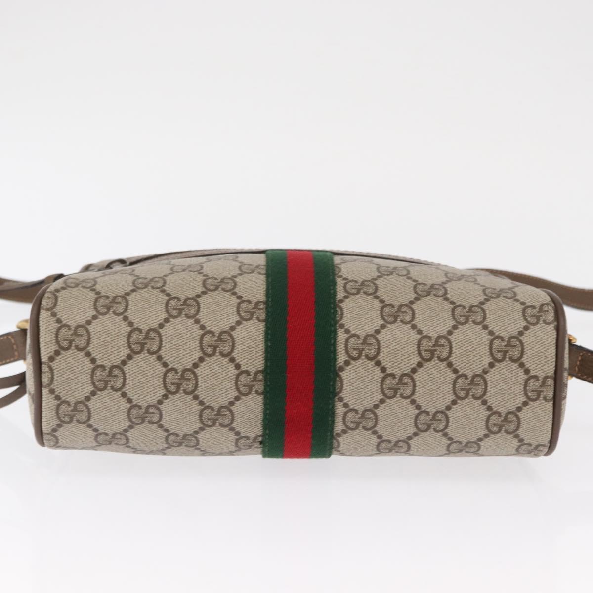 GUCCI GG Supreme Web Sherry Line Bag PVC Beige Gold 98 02 004 Auth SW1946