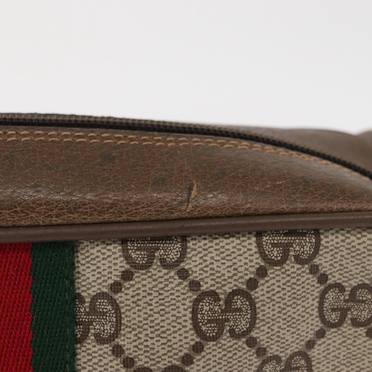 GUCCI GG Supreme Web Sherry Line Bag PVC Beige Gold 98 02 004 Auth SW1946