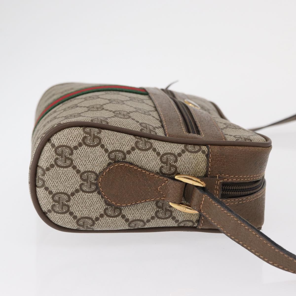 GUCCI GG Supreme Web Sherry Line Bag PVC Beige Gold 98 02 004 Auth SW1946