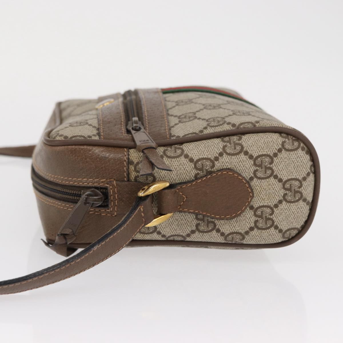 GUCCI GG Supreme Web Sherry Line Bag PVC Beige Gold 98 02 004 Auth SW1946