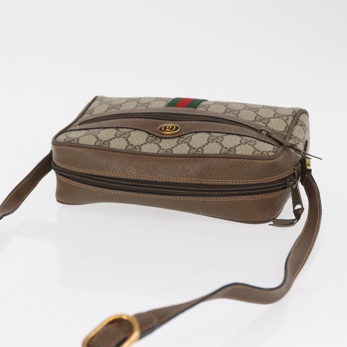 GUCCI GG Supreme Web Sherry Line Bag PVC Beige Gold 98 02 004 Auth SW1946