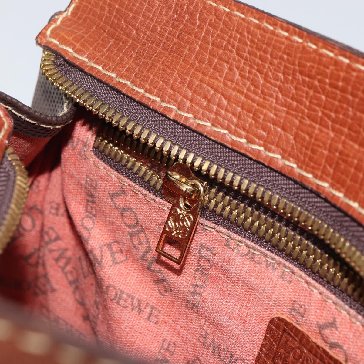 LOEWE Anagram Shoulder Bag PVC Brown Gold Auth SW1947