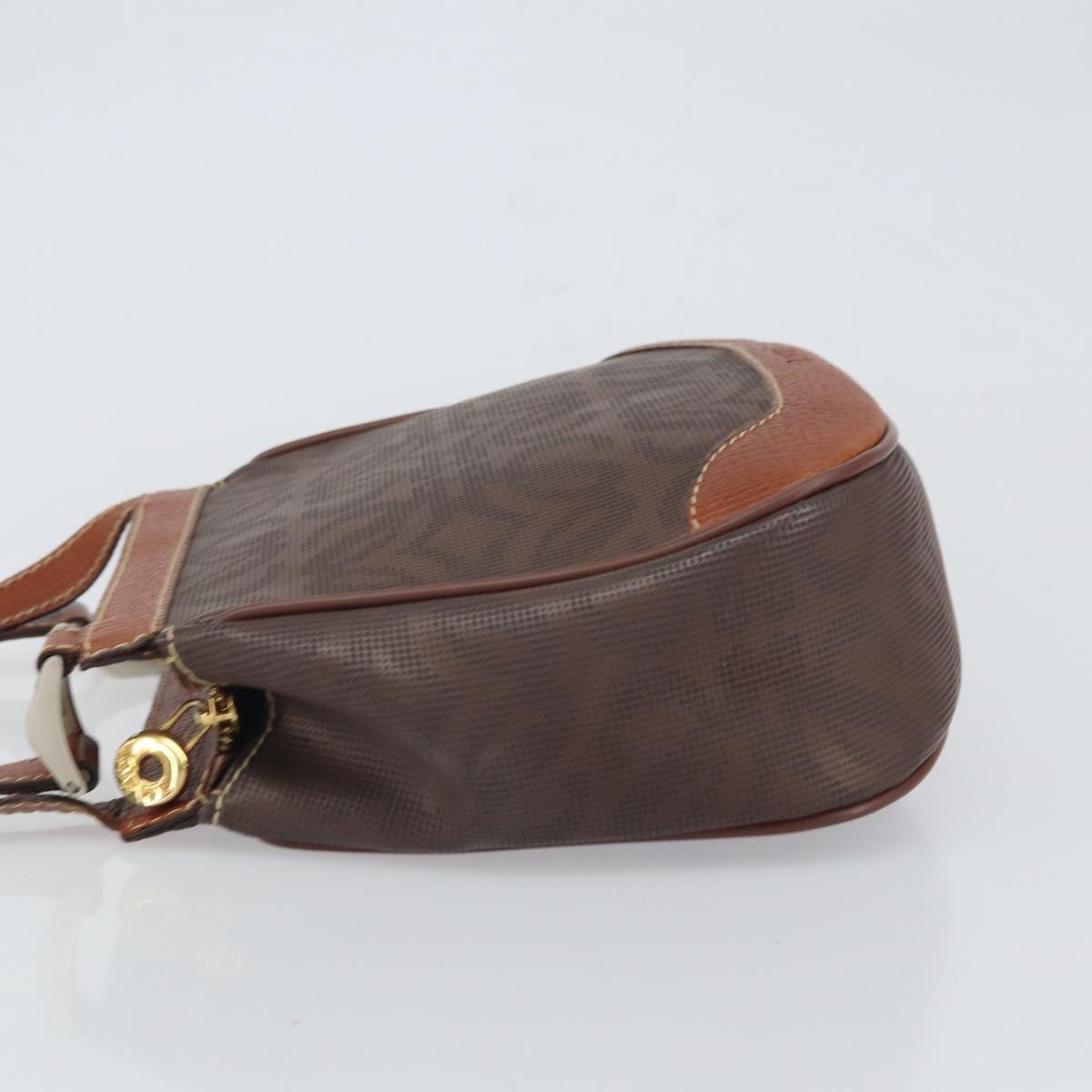 LOEWE Anagram Shoulder Bag PVC Brown Gold Auth SW1947