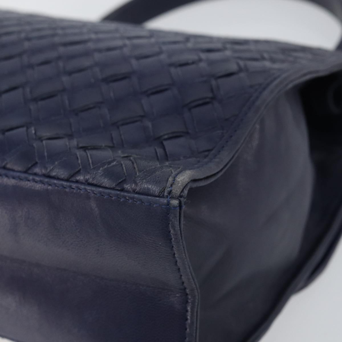 BALLY Hand Bag Leather Navy Gold Auth SW1949