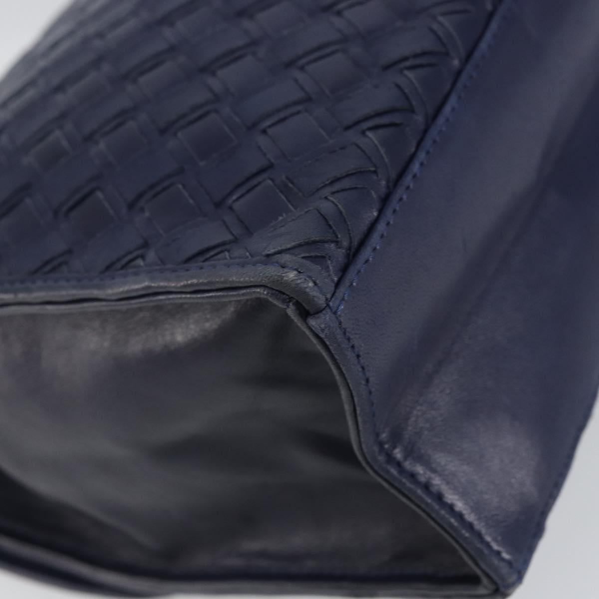 BALLY Hand Bag Leather Navy Gold Auth SW1949