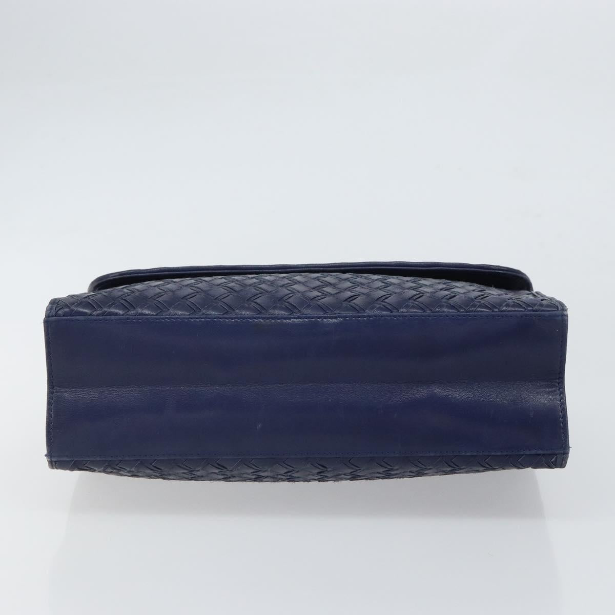 BALLY Hand Bag Leather Navy Gold Auth SW1949