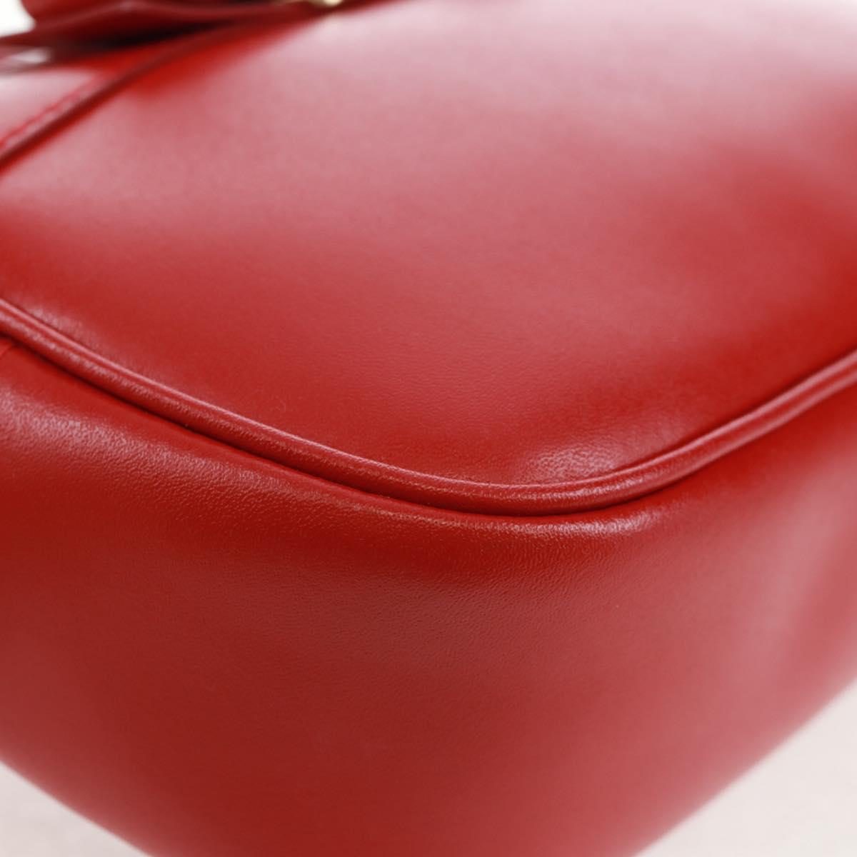 Salvatore Ferragamo Shoulder Bag Leather Red Gold Auth SW1965V