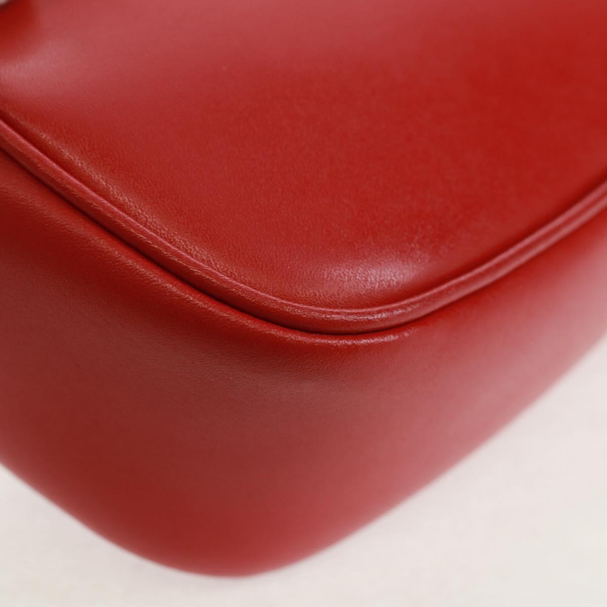 Salvatore Ferragamo Shoulder Bag Leather Red Gold Auth SW1965V