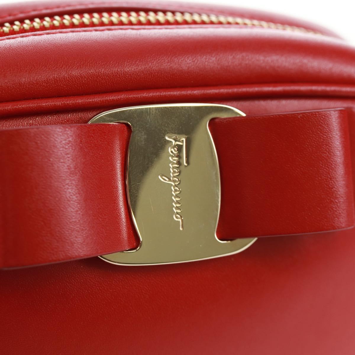 Salvatore Ferragamo Shoulder Bag Leather Red Gold Auth SW1965V