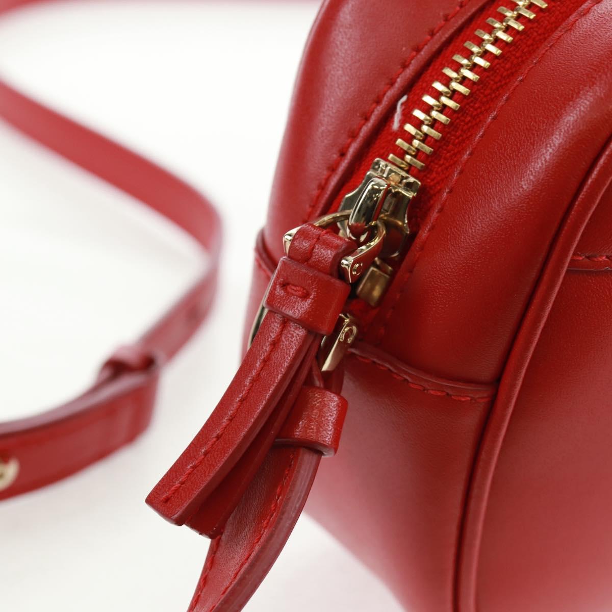 Salvatore Ferragamo Shoulder Bag Leather Red Gold Auth SW1965V