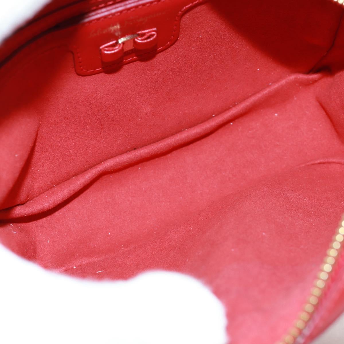 Salvatore Ferragamo Shoulder Bag Leather Red Gold Auth SW1965V