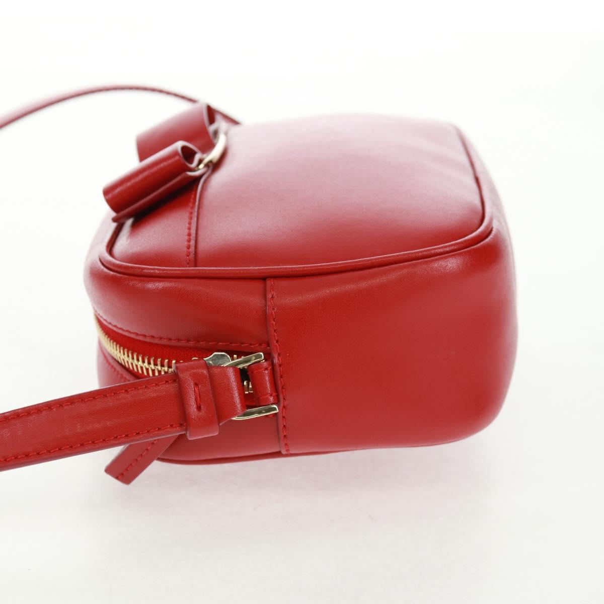 Salvatore Ferragamo Shoulder Bag Leather Red Gold Auth SW1965V