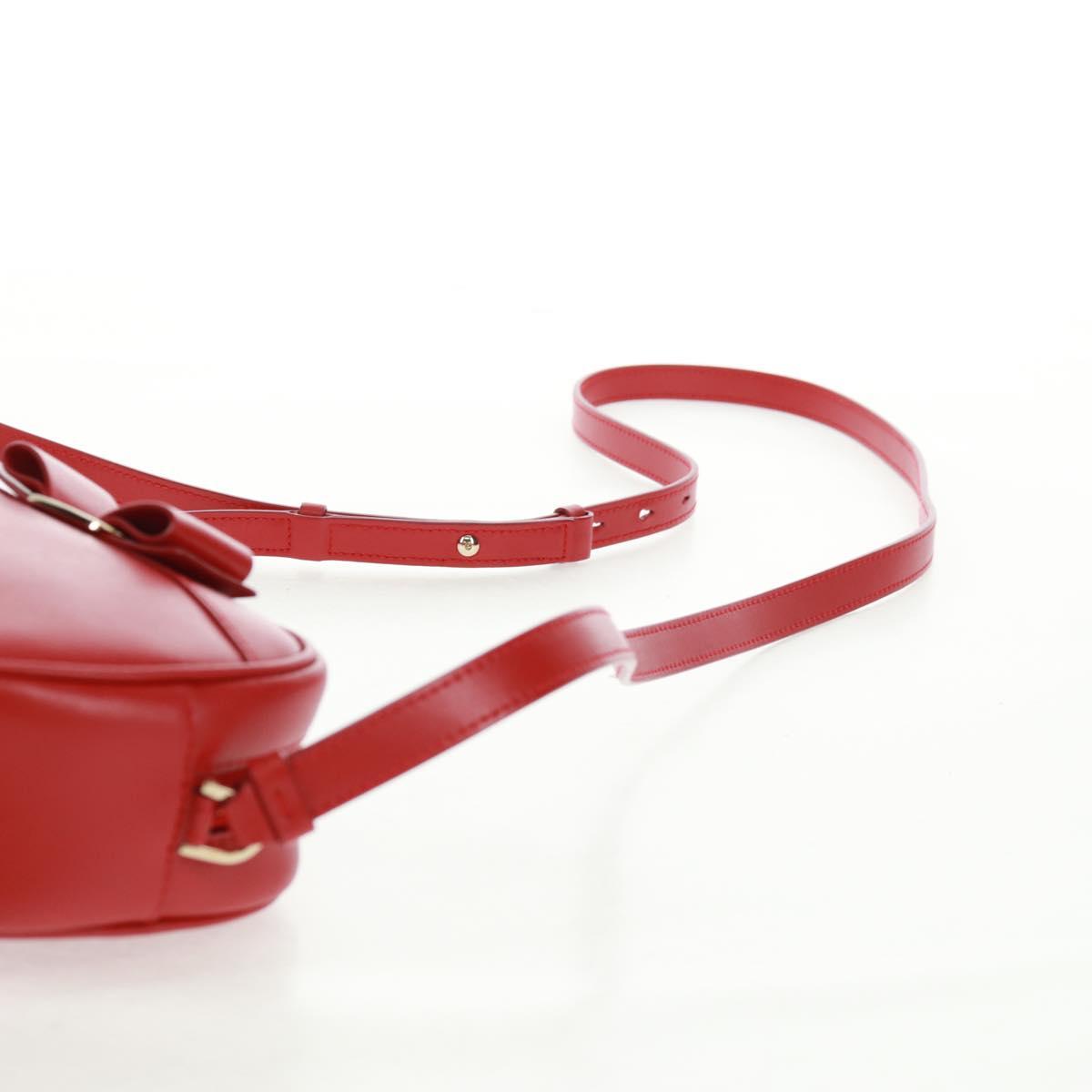 Salvatore Ferragamo Shoulder Bag Leather Red Gold Auth SW1965V