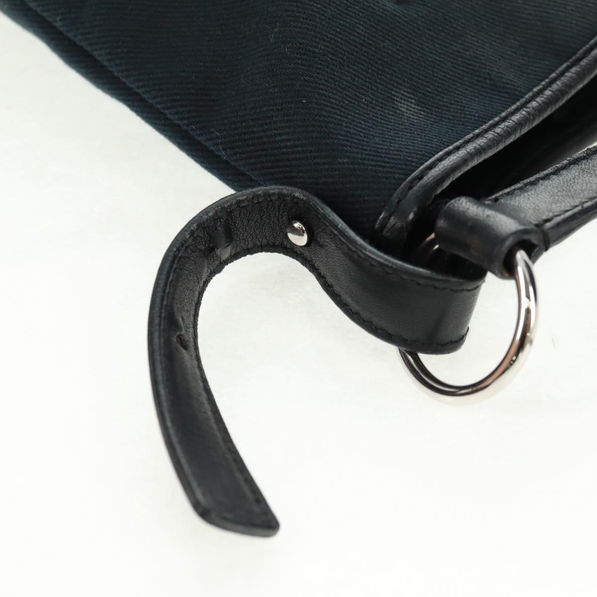 SAINT LAURENT Shoulder Bag Canvas Black Silver Auth SW1966V
