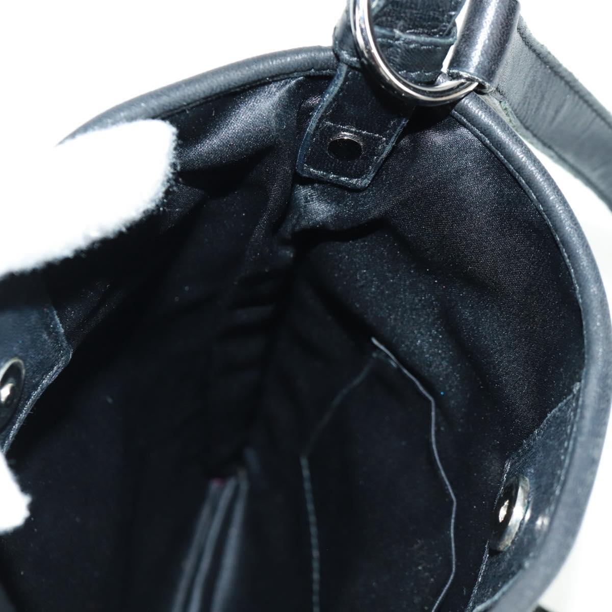 SAINT LAURENT Shoulder Bag Canvas Black Silver Auth SW1966V