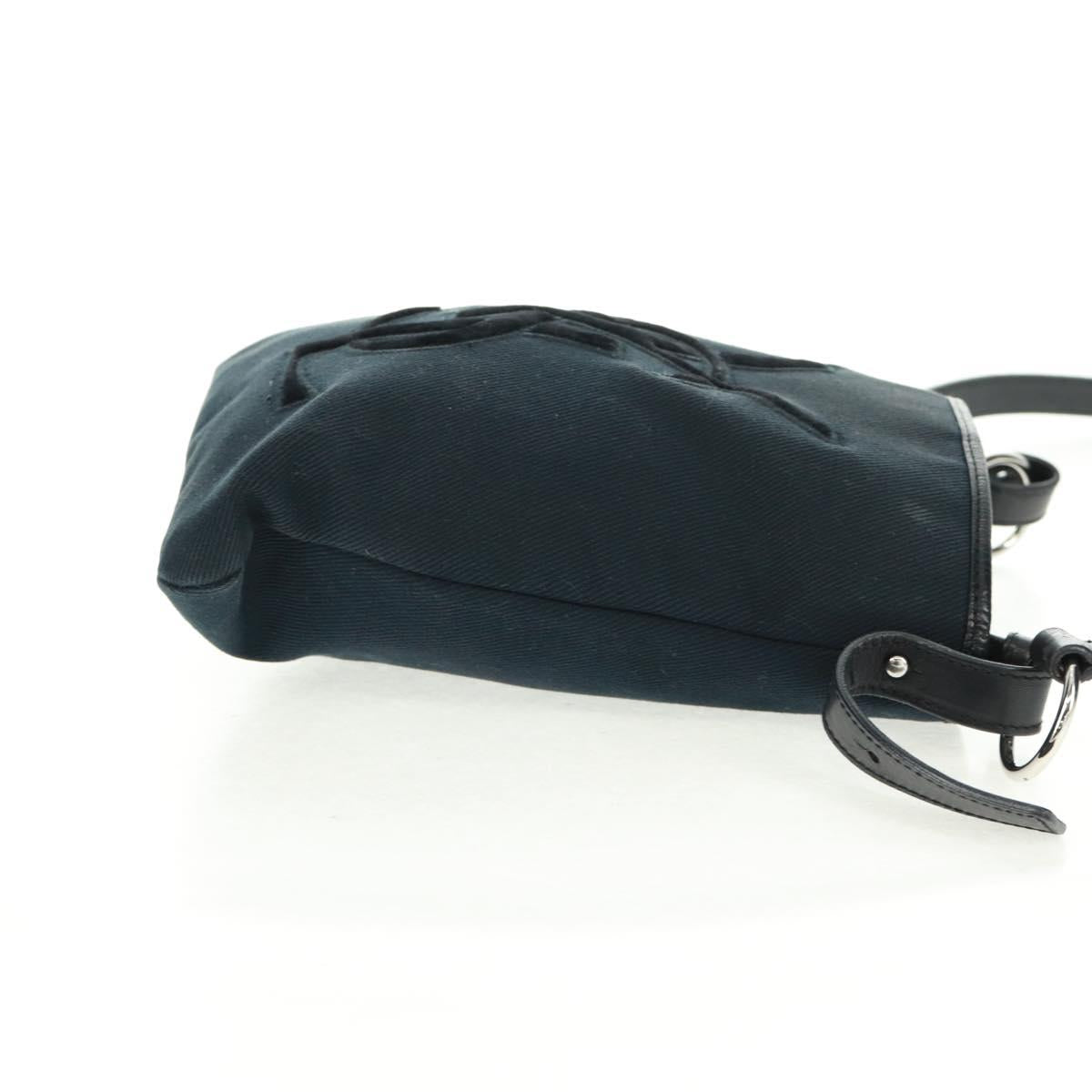 SAINT LAURENT Shoulder Bag Canvas Black Silver Auth SW1966V