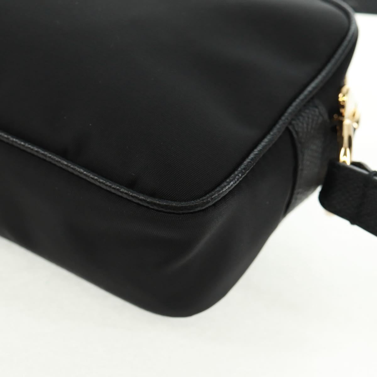 Salvatore Ferragamo Shoulder Bag Nylon Black Gold Auth SW1967V