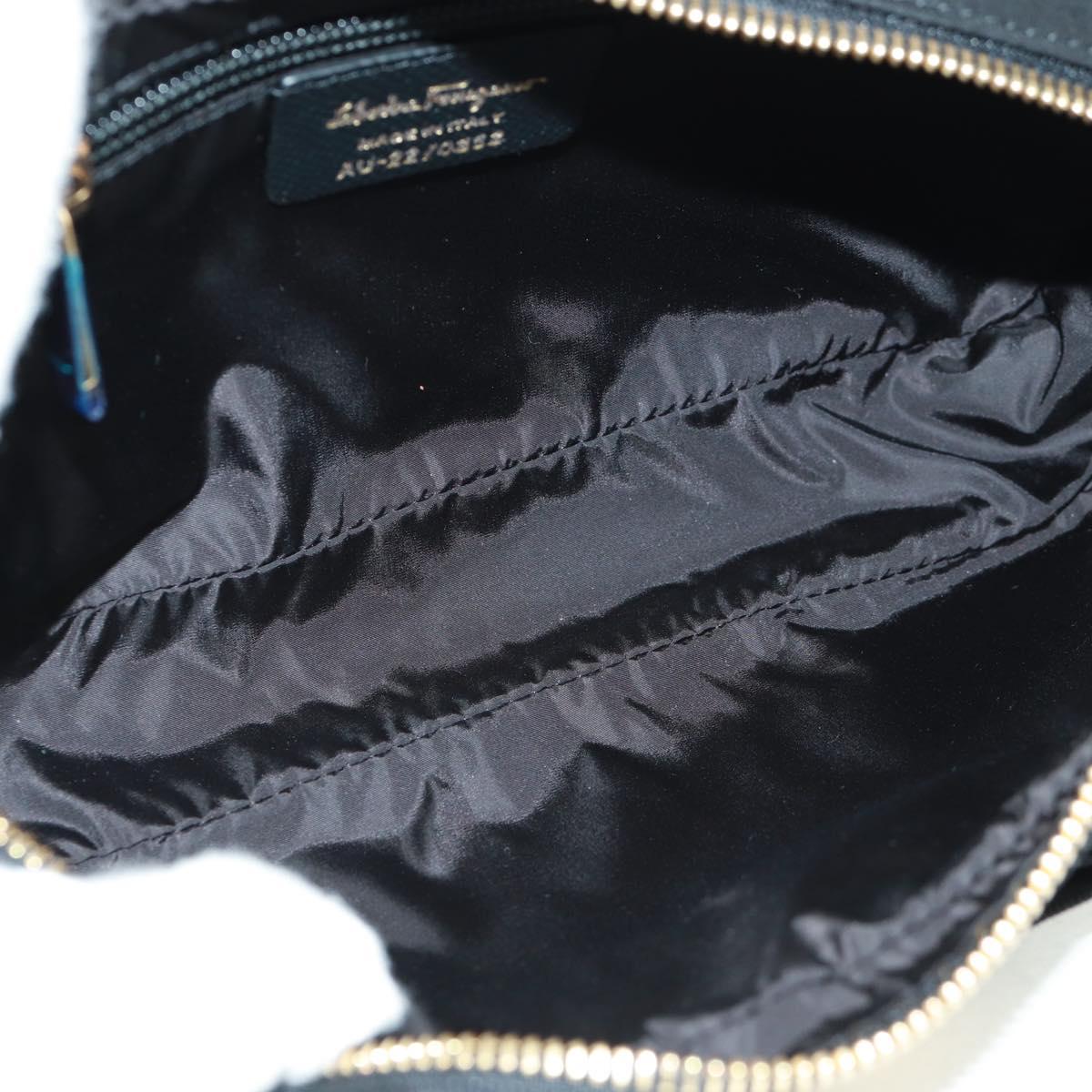 Salvatore Ferragamo Shoulder Bag Nylon Black Gold Auth SW1967V