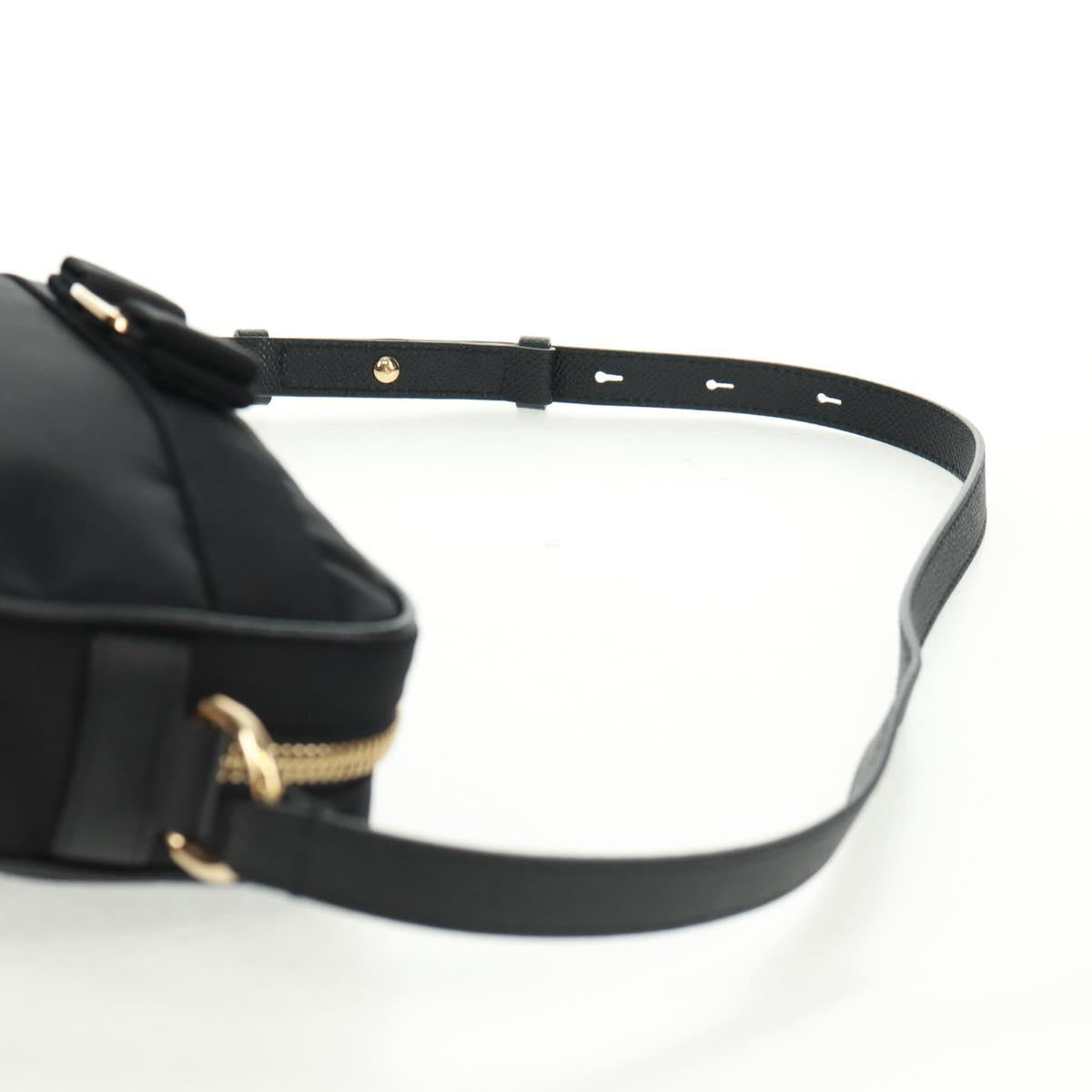 Salvatore Ferragamo Shoulder Bag Nylon Black Gold Auth SW1967V