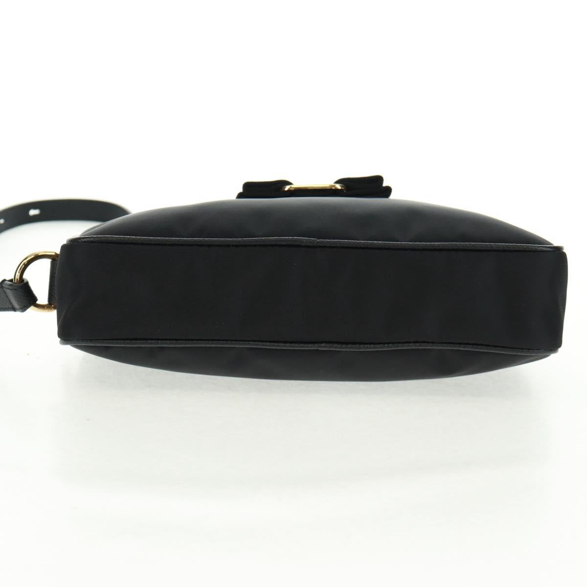 Salvatore Ferragamo Shoulder Bag Nylon Black Gold Auth SW1967V