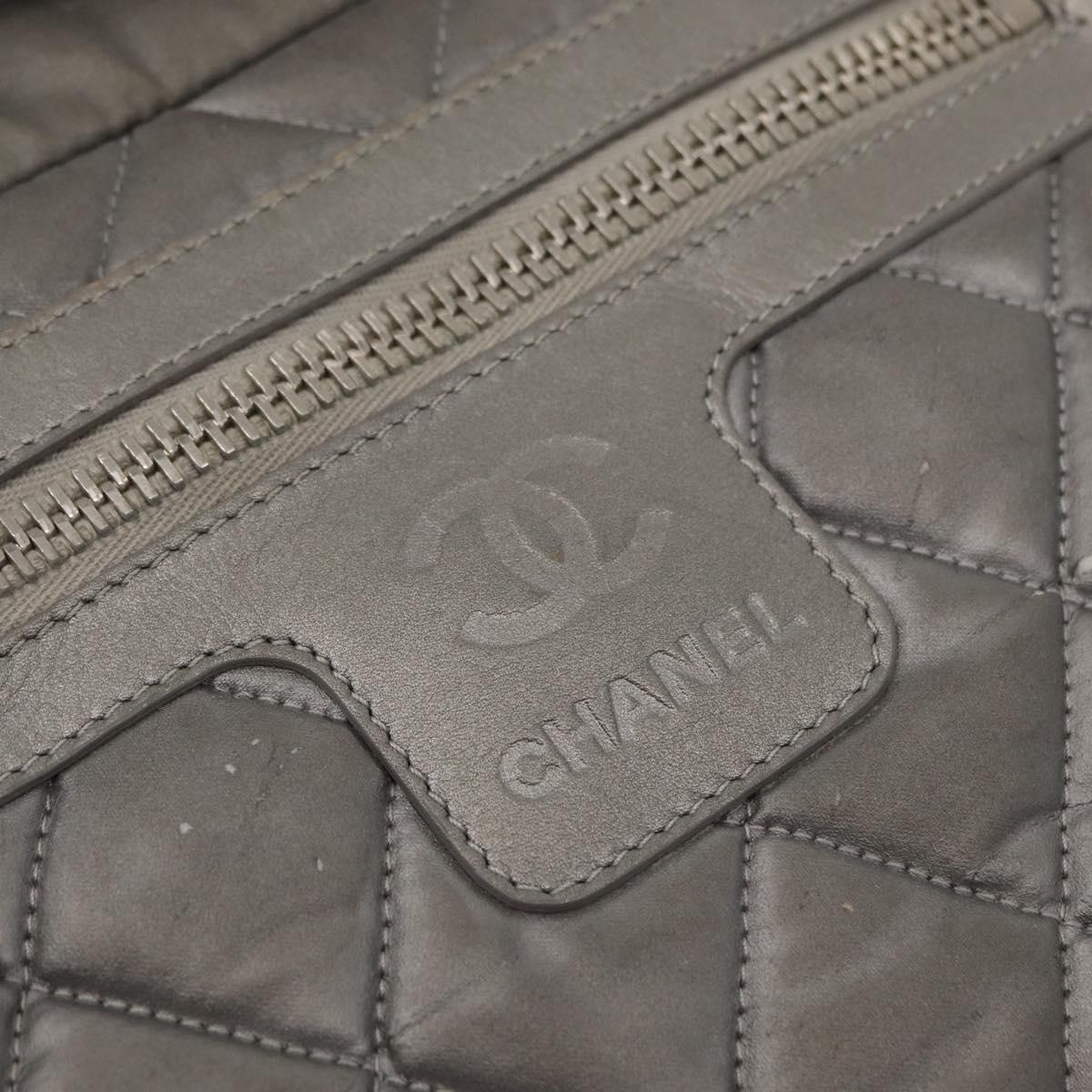 CHANEL Cococoon Shoulder Bag Nylon Gray Silver CC Auth SW1968