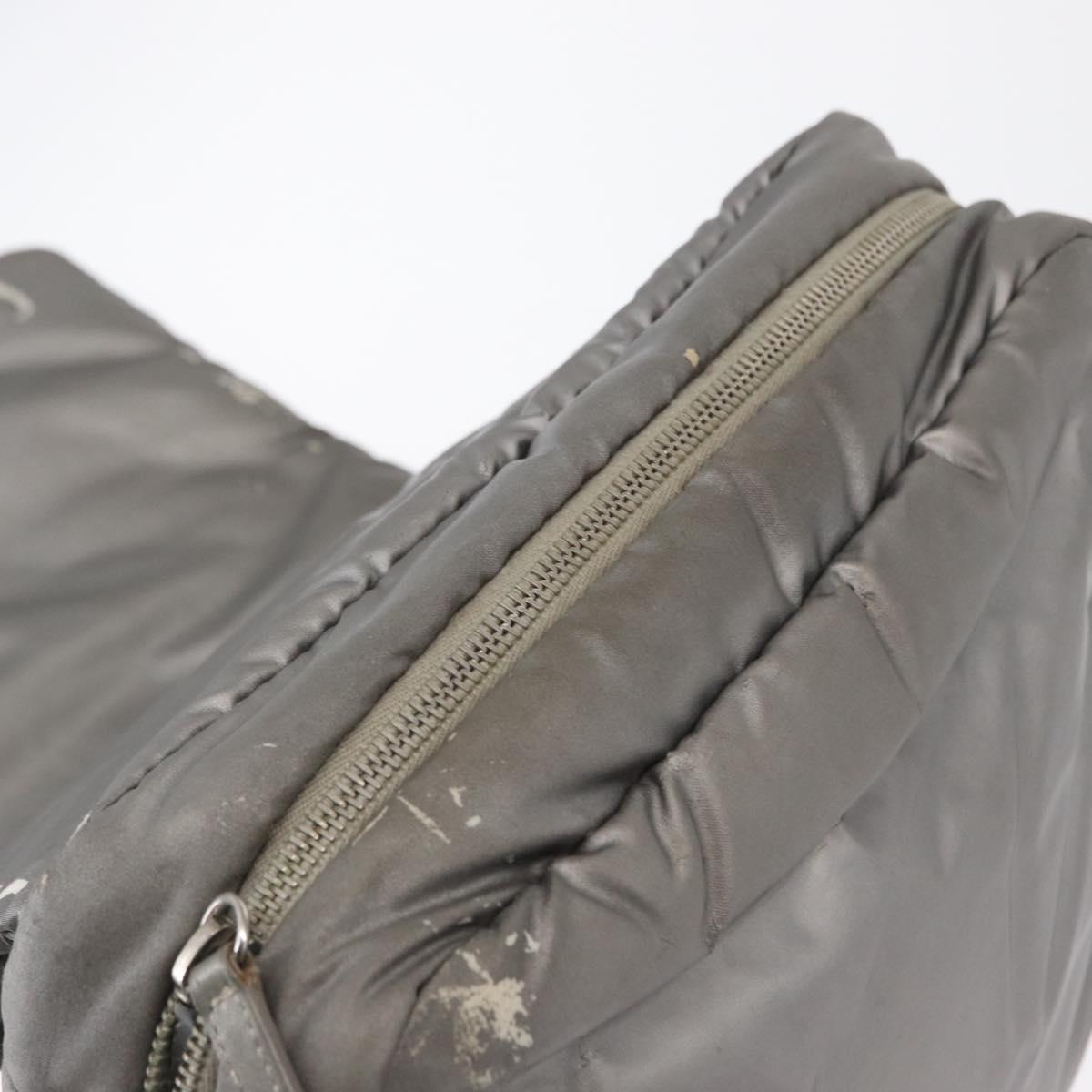 CHANEL Cococoon Shoulder Bag Nylon Gray Silver CC Auth SW1968