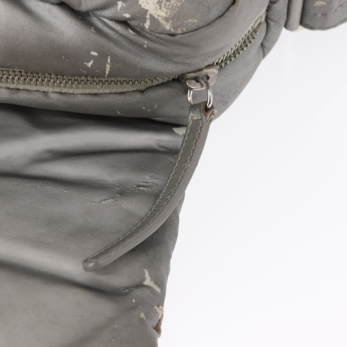 CHANEL Cococoon Shoulder Bag Nylon Gray Silver CC Auth SW1968