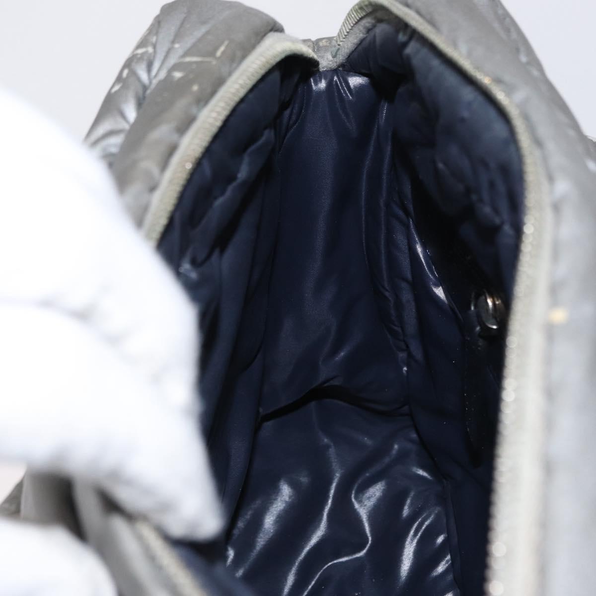 CHANEL Cococoon Shoulder Bag Nylon Gray Silver CC Auth SW1968