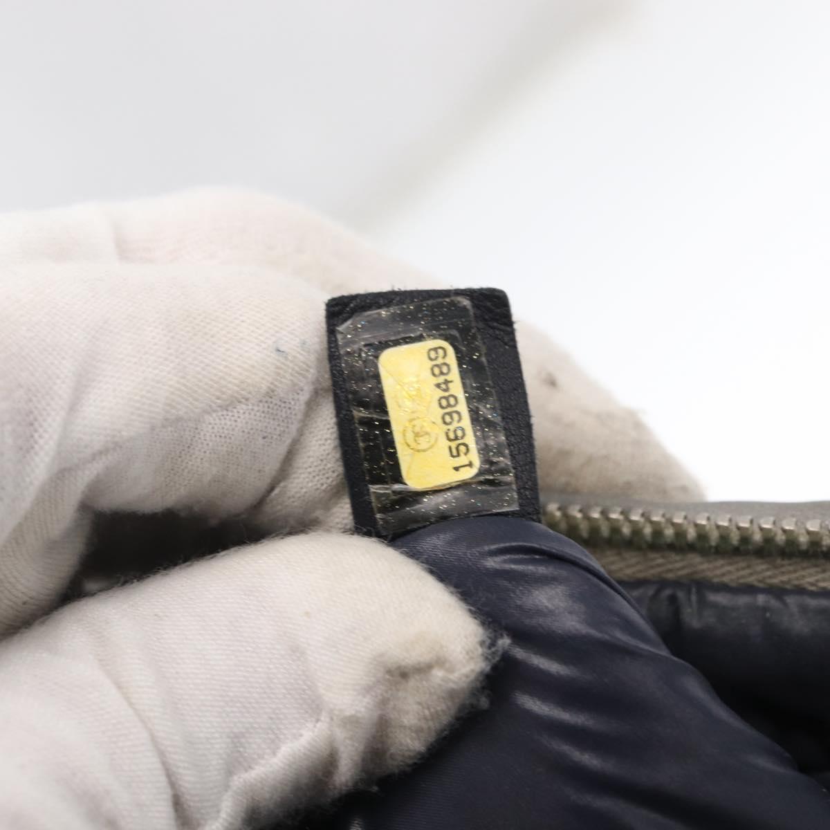 CHANEL Cococoon Shoulder Bag Nylon Gray Silver CC Auth SW1968