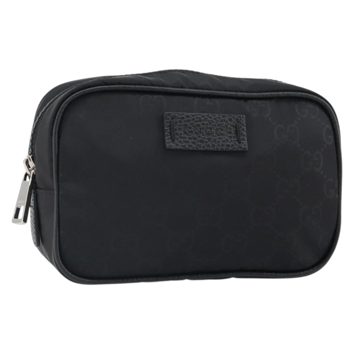 GUCCI GG Canvas Pouch Black Silver 510341 Auth SW1971V