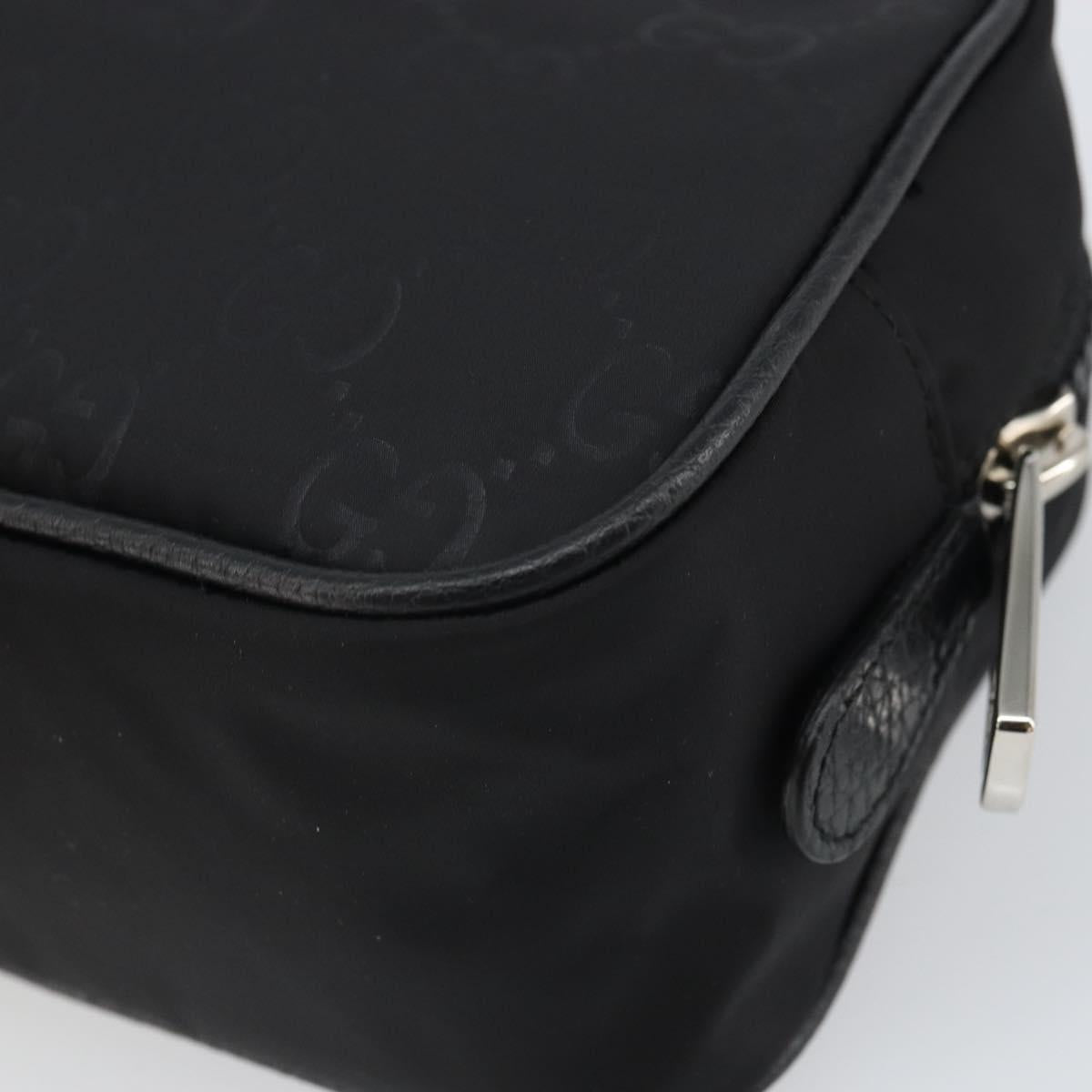 GUCCI GG Canvas Pouch Black Silver 510341 Auth SW1971V