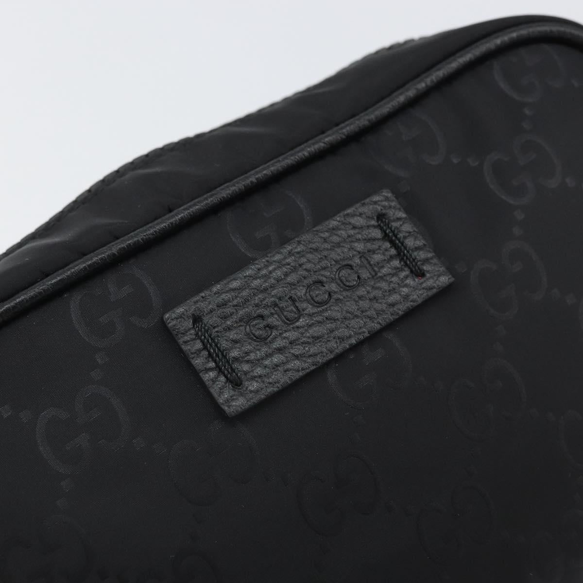 GUCCI GG Canvas Pouch Black Silver 510341 Auth SW1971V