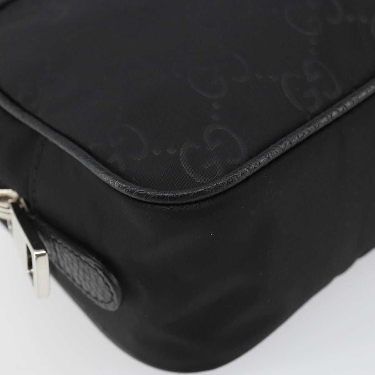 GUCCI GG Canvas Pouch Black Silver 510341 Auth SW1971V