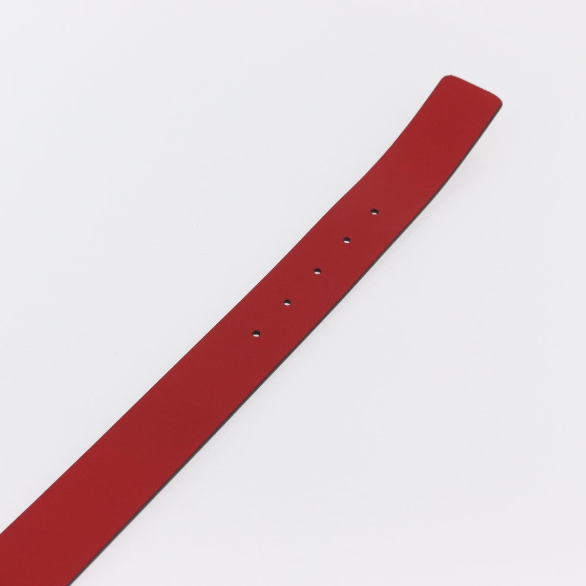 GUCCI Interlocking G Belt Leather 42.9"" Red Silver 546389 Auth SW1972V