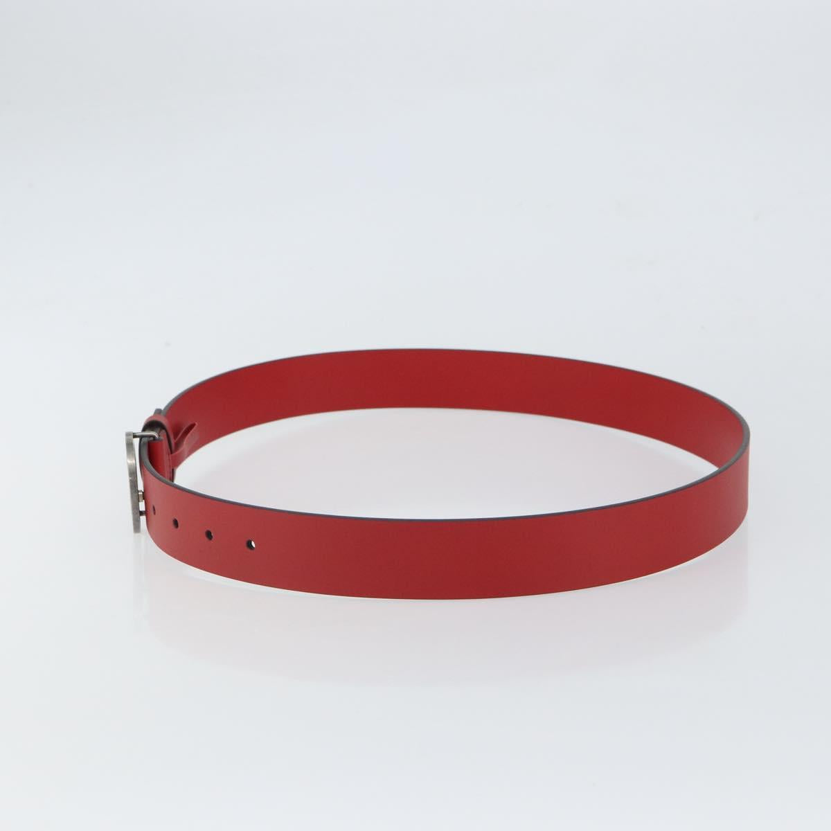 GUCCI Interlocking G Belt Leather 42.9"" Red Silver 546389 Auth SW1973V