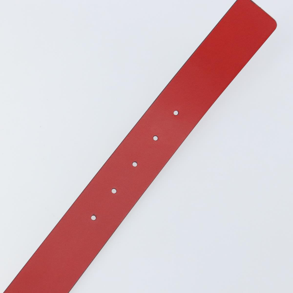 GUCCI Interlocking G Belt Leather 42.9"" Red Silver 546389 Auth SW1973V