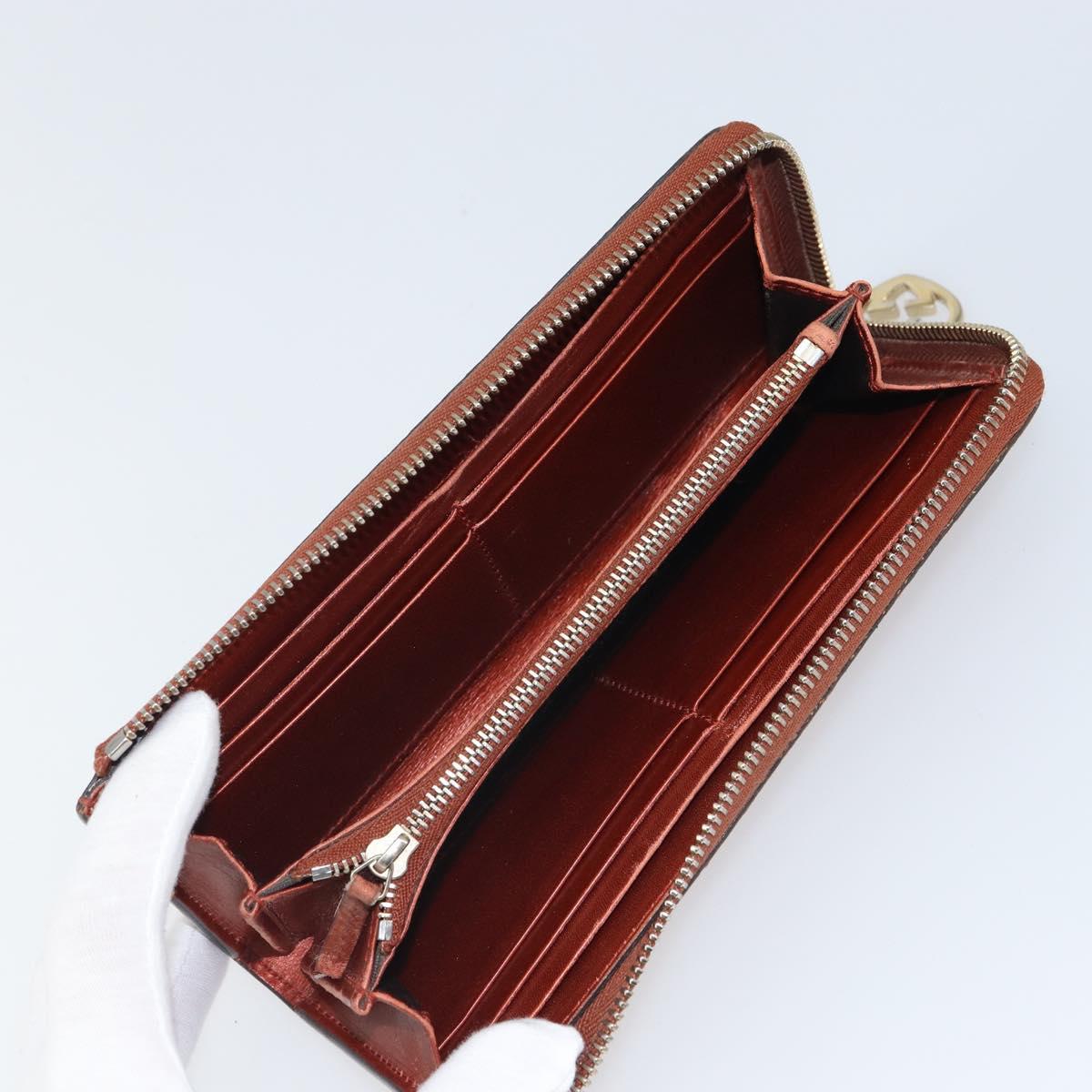 GUCCI GG Canvas Shiny Guccissima Wallet Patent leather Orange 295671 Auth SW1979