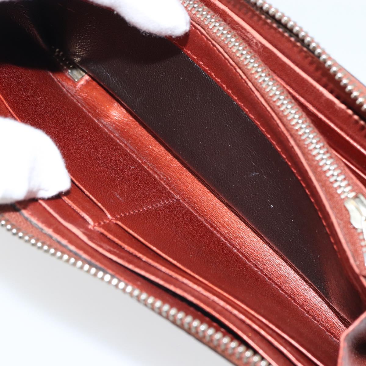 GUCCI GG Canvas Shiny Guccissima Wallet Patent leather Orange 295671 Auth SW1979