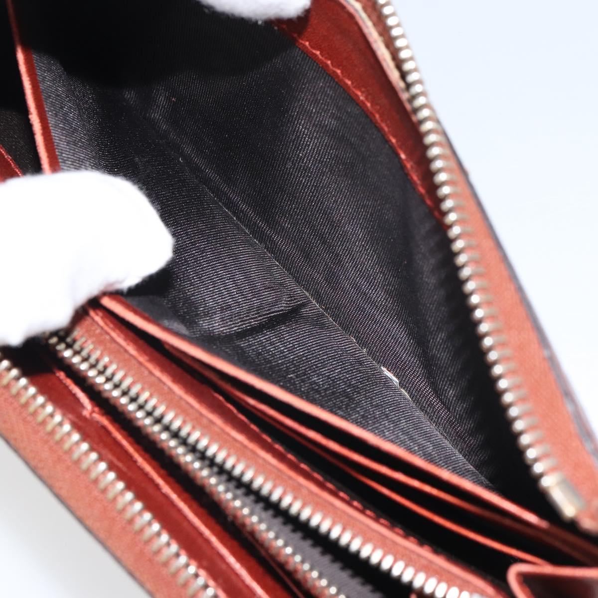 GUCCI GG Canvas Shiny Guccissima Wallet Patent leather Orange 295671 Auth SW1979