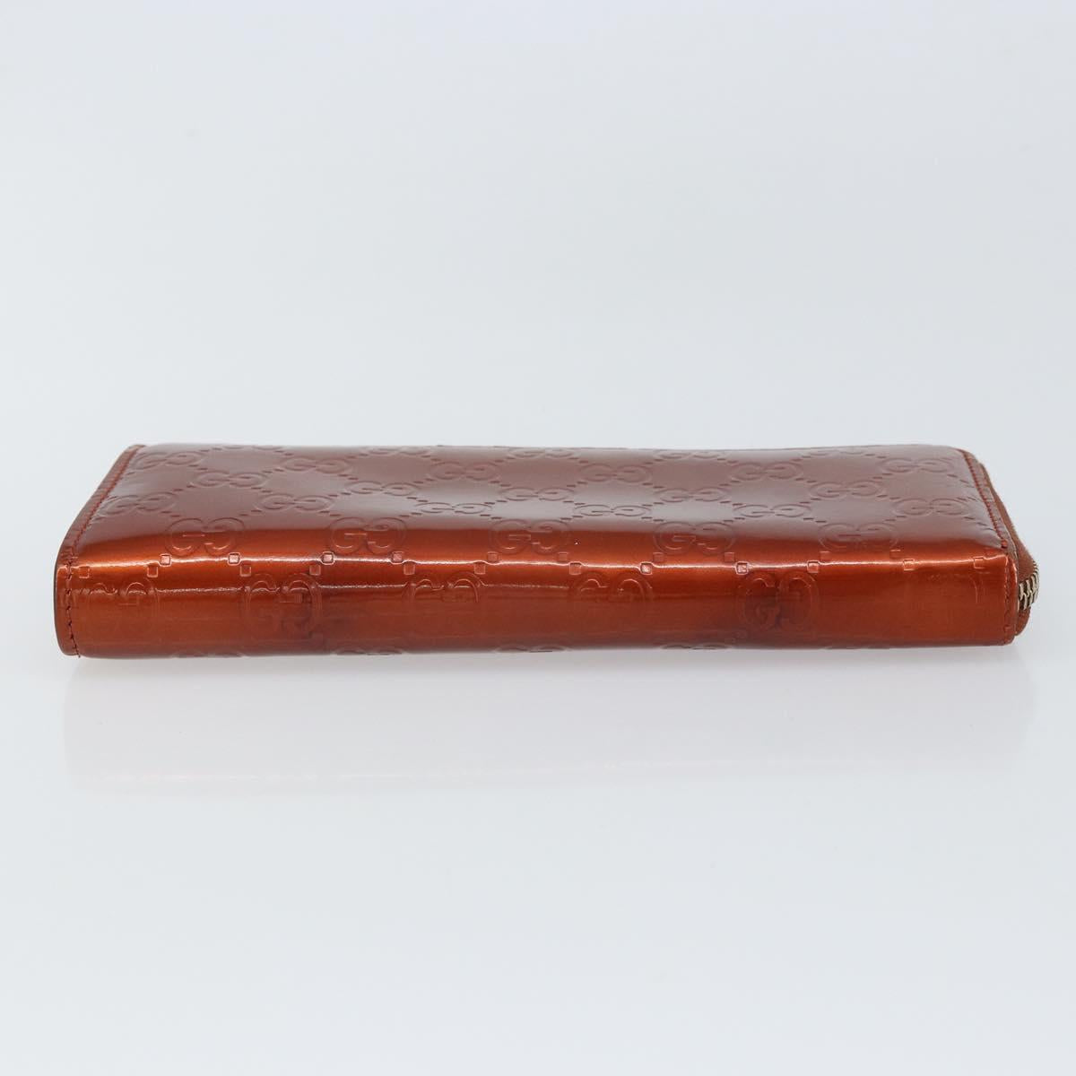 GUCCI GG Canvas Shiny Guccissima Wallet Patent leather Orange 295671 Auth SW1979