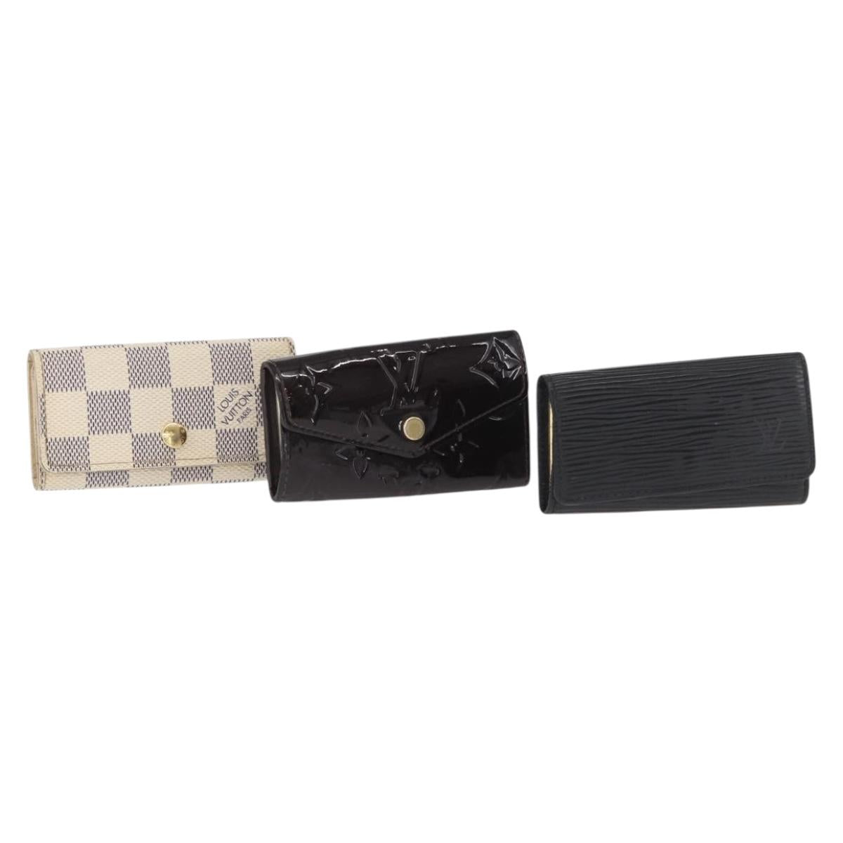 LOUIS VUITTON Multicles 4 Key Case 3 Set Black Amarante Damier Azur Auth SW1982